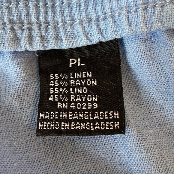 Erika Petites woman's Large Petite Linen pant trouser summer blue - Picture 7 of 10